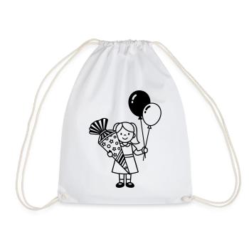 School enrollment girl with school cone - Drawstring Bag - white - Front