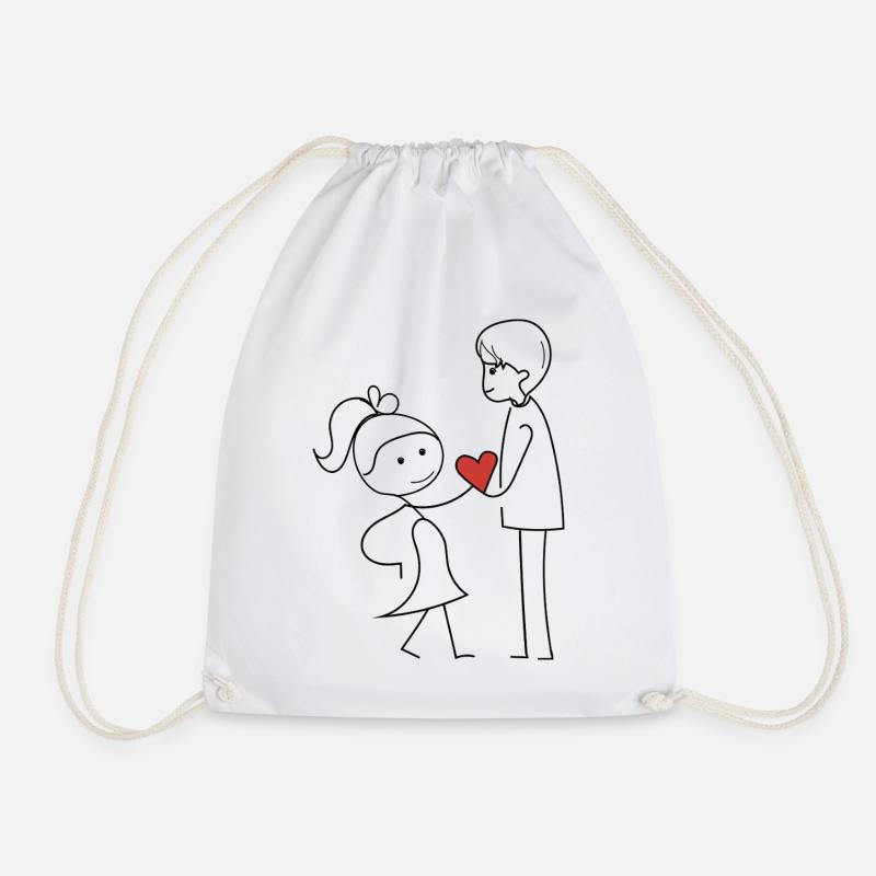 Friends exchanging affection - Drawstring Bag - white