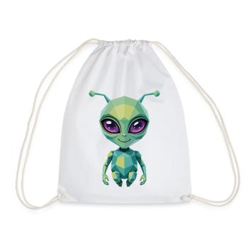 Alien - Cool Low Poly  Logo - Drawstring Bag - white - Front