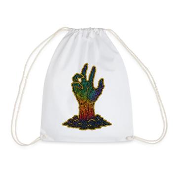 Rainbow Hand Halloween - Drawstring Bag - white - Front