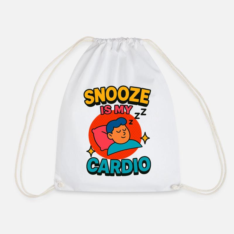 Snooze ist mein Cardio - Turnbeutel - Weiß
