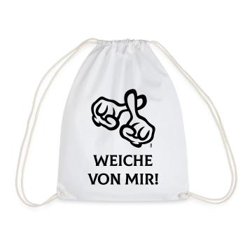 Weiche Von Mir! (Kreuz / Bibel / Religion / 1C) - Turnbeutel - Weiß - Vorne