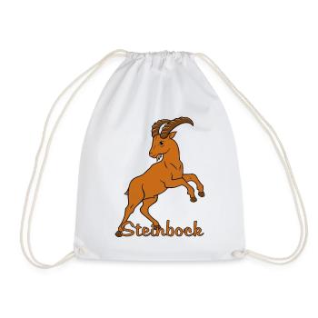 Sternzeichen Steinbock mit Schriftzug - Turnbeutel - Weiß - Vorne