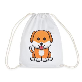 Cute dog - Drawstring Bag - white - Front