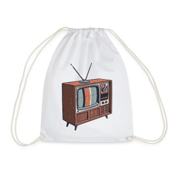 Vintage Retro Illustration TV - Drawstring Bag - white - Front
