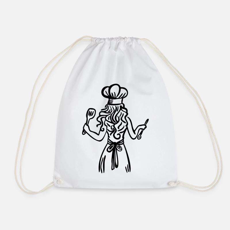 Mama's Soulfood Chef – Loving Kitchen Line Art - Drawstring Bag - white
