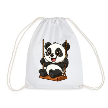 Panda mignon sur la cour de jeux de jeux animés en balançoire - Sac de sport léger - blanc - Devant