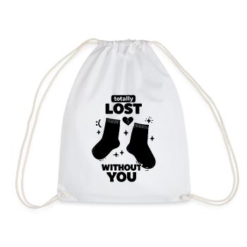 Totally Lost Without You – Funny Socks Saying - Drawstring Bag - white - Front