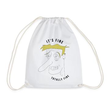 It's fine, totally fine man - ironic - Drawstring Bag - white - Front