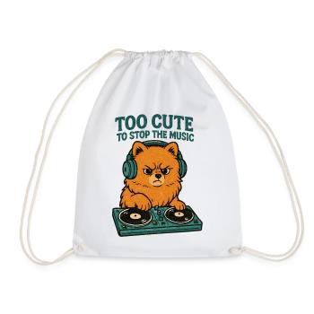 T-shirt DJ Pomeranian Rétro | Trop mignon pour arrêter la musique - Sac de sport léger - blanc - Devant