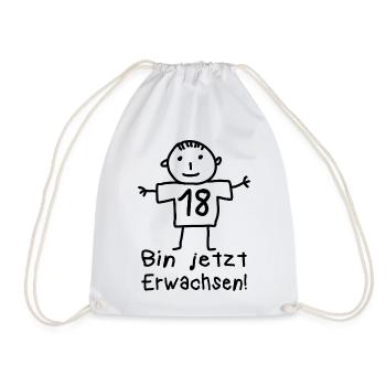 18th Birthday Stick Figure Of Age - Drawstring Bag - white - Front