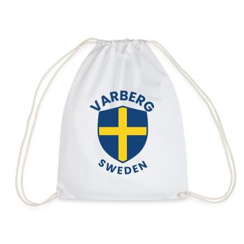 Varberg Sköld mit schwedischer Flagge - Turnbeutel - Weiß - Vorne