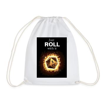Just Roll With It Retro D20 Gold Dice - Turnbeutel - Weiß - Vorne