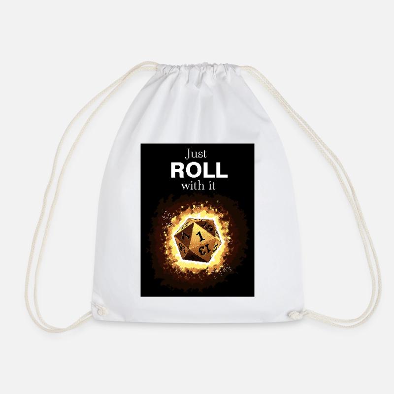 Just Roll With It Retro D20 Gold Dice - Turnbeutel - Weiß