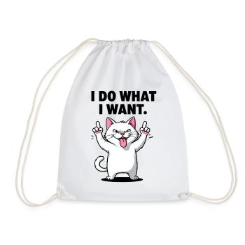 Bold Cat I Do What I Want - Drawstring Bag - white - Front
