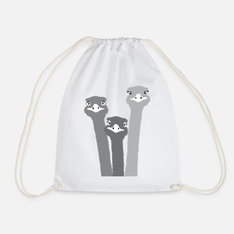 Nandu, ostrich head, emu, ostrich - Drawstring Bag - white