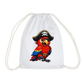 Parrot Pirate - Drawstring Bag - white - Front