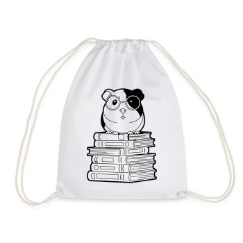 Meerschweinchen Bücher Nerd Kontur - Turnbeutel - Weiß - Vorne