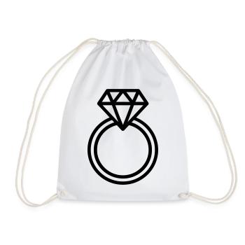 wedding ring, - Drawstring Bag - white - Front
