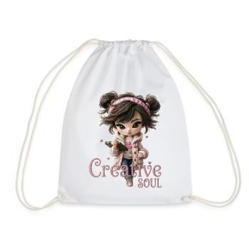 Carnet de croquis créatif d’âme de fille mignonne - Sac de sport léger - blanc - Devant