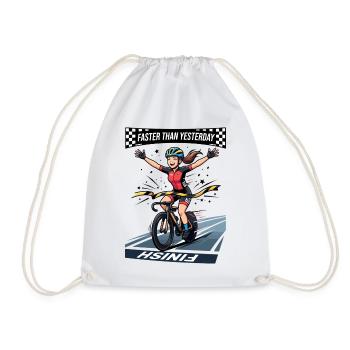 Faster Than Yesterday Anime Track Cyclist - Drawstring Bag - white - Front