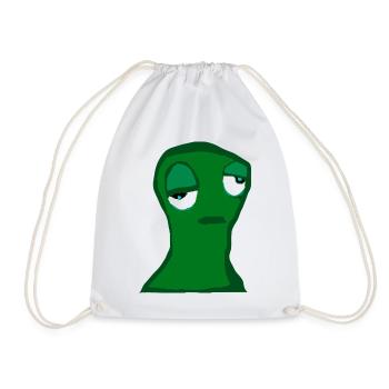 Müde grüne Figur – minimalistischer Cartoon,  Frus - Turnbeutel - Weiß - Vorne