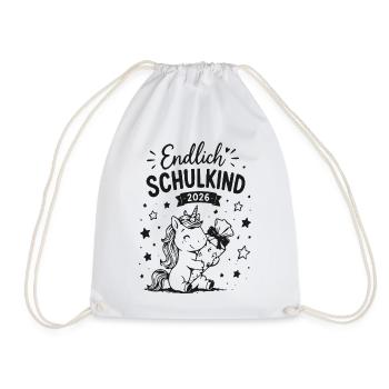 Endlich Schulkind 2026 Einhorn - Turnbeutel - Weiß - Vorne