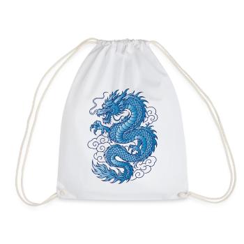 Design de tatouage de dragon asiatique bleu - Sac de sport léger - blanc - Devant