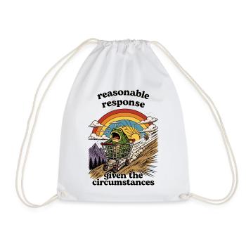 Frog in shopping cart under rainbow - Drawstring Bag - white - Front