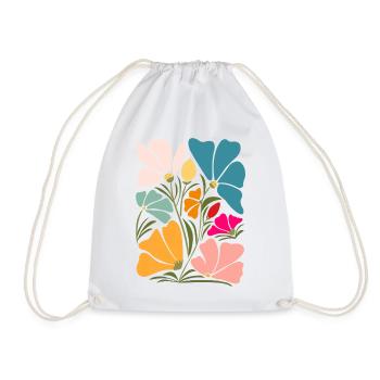 Wildflower Bouquet – Bunte Blumen im  Boho Stil - Turnbeutel - Weiß - Vorne
