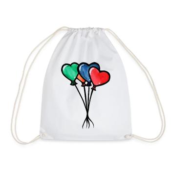 Aquarell-Herzballons-Trio - Turnbeutel - Weiß - Vorne