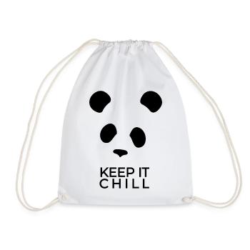 Bamboo Society – Keep It Chill! Ein minimalistisch - Turnbeutel - Weiß - Vorne
