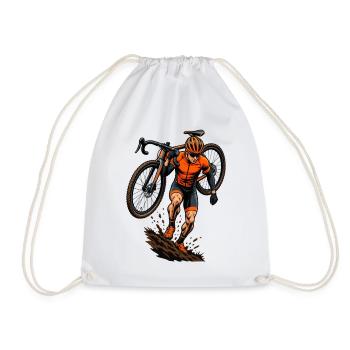 Cyclocross Run Up Fahrrad Sport T-Shirt - Turnbeutel - Weiß - Vorne