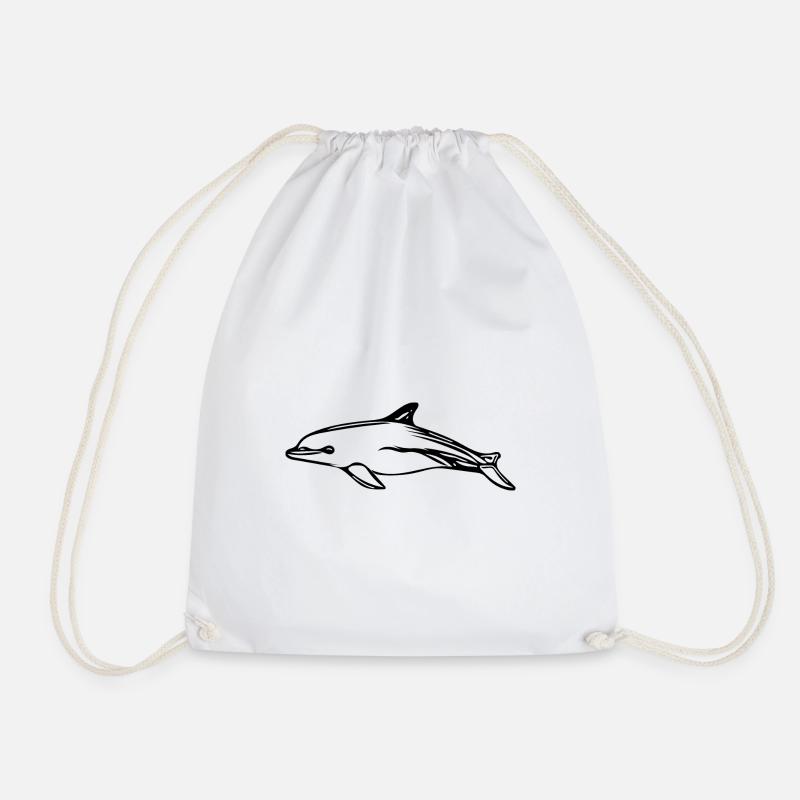 Niedlicher vintage Delfin - Turnbeutel - Weiß