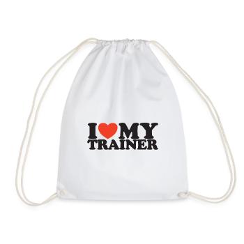 I Love My Trainer Heart Shirt - Drawstring Bag - white - Front