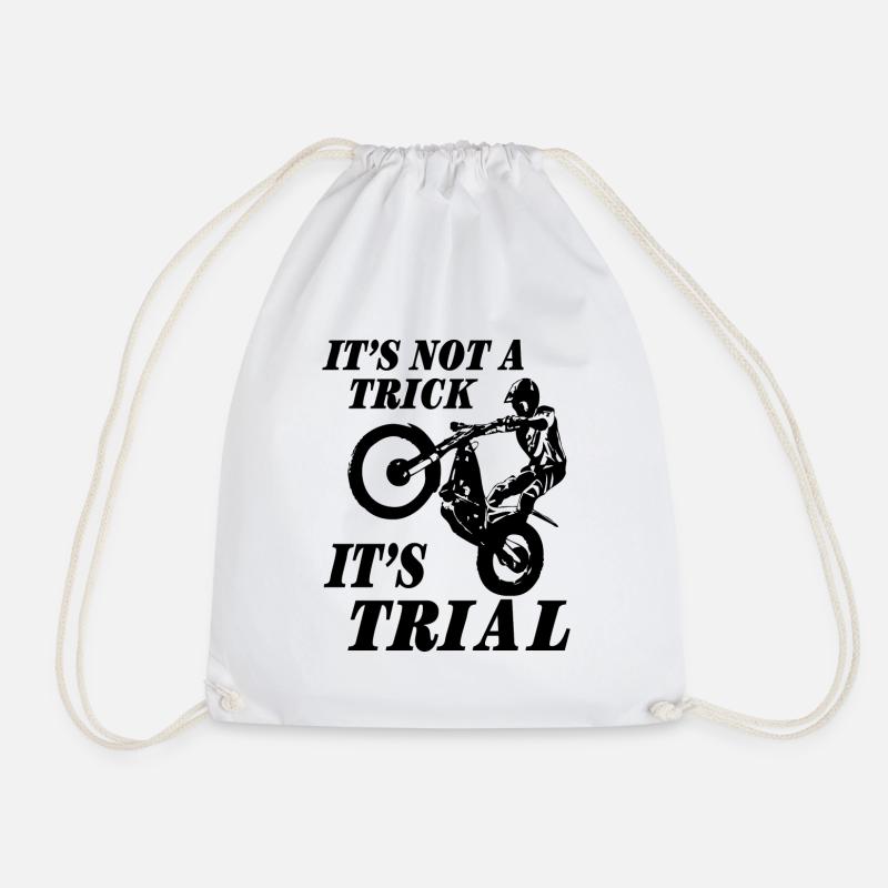 Trial - Trialsport - Moto Trial - Motorcycle Trial - Drawstring Bag - white