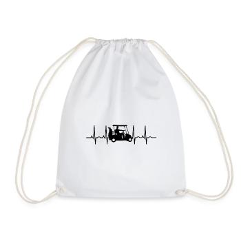 Golf club golf cart EKG golfer golf ball golf - Drawstring Bag - white - Front