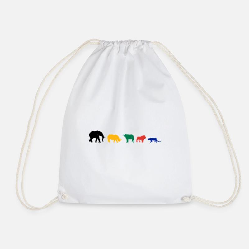 Big Five Africa Safari - Drawstring Bag - white
