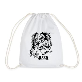 AUSTRALIAN SHEPHERD loved by an Aussie Wilsigns - Drawstring Bag - white - Front