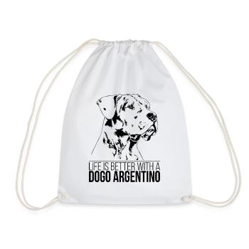 DOGO ARGENTINO Life is better Hunde Wilsigns - Turnbeutel - Weiß - Vorne