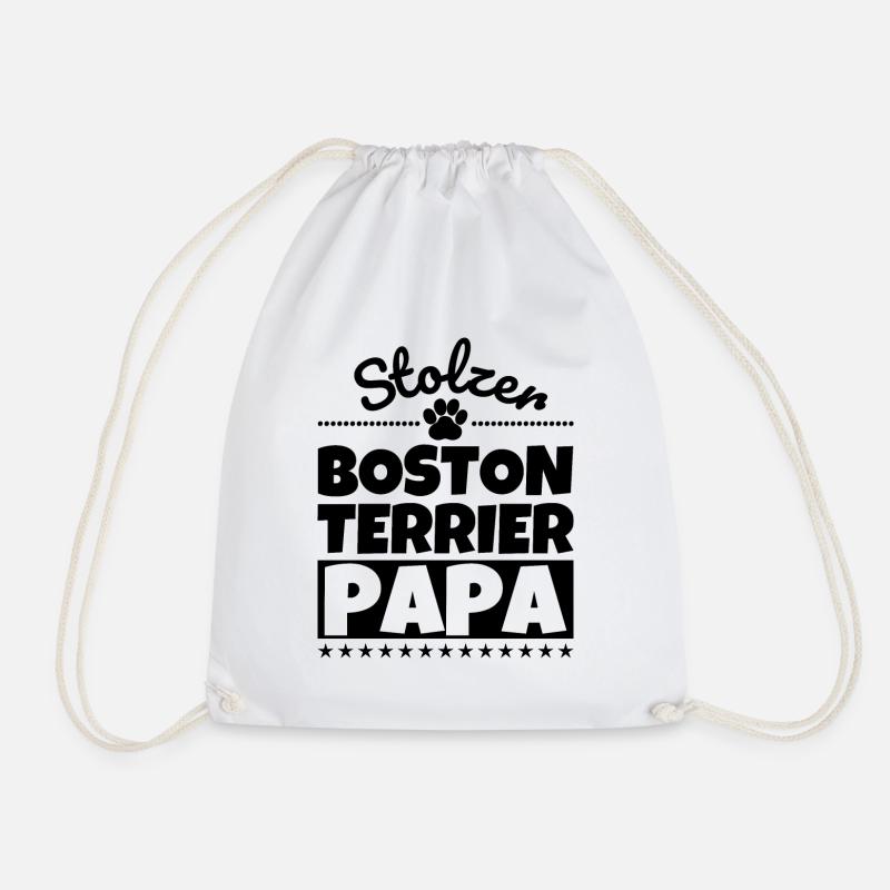 Boston Terrier lustig Herrchen Hund - Turnbeutel - Weiß