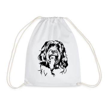 Tibetan Terrier Portrait Dog Portrait Dog Wilsigns - Drawstring Bag - white - Front