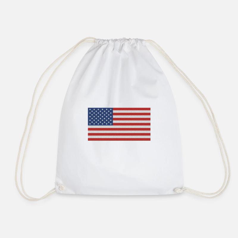 American Flag - Drawstring Bag - white