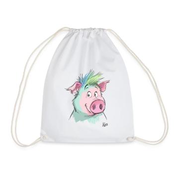 Freundliches Schwein - Turnbeutel - Weiß - Vorne