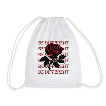 BE DIFFERENT – Red Rose Self-Love Positivity - Drawstring Bag - white - Front