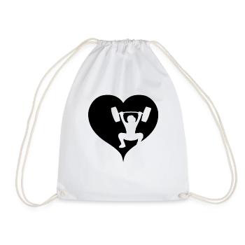 Weight lifting heart gift idea - Drawstring Bag - white - Front