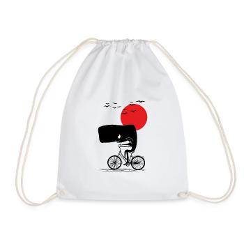 Whale on wheel - Drawstring Bag - white - Front