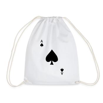 Pik Ass Spielkarte Karneval Kostüm Poker Casino - Turnbeutel - Weiß - Vorne