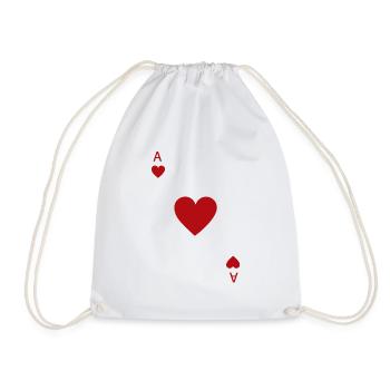 Herz Ass Spielkarte Karneval Kostüm Poker Casino - Turnbeutel - Weiß - Vorne