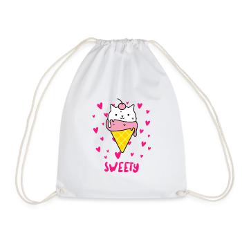 Sweety - Ice Cream Cat - Drawstring Bag - white - Front